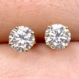14k Rose Gold 1 Carat Moissanite Diamond Stud Earrings